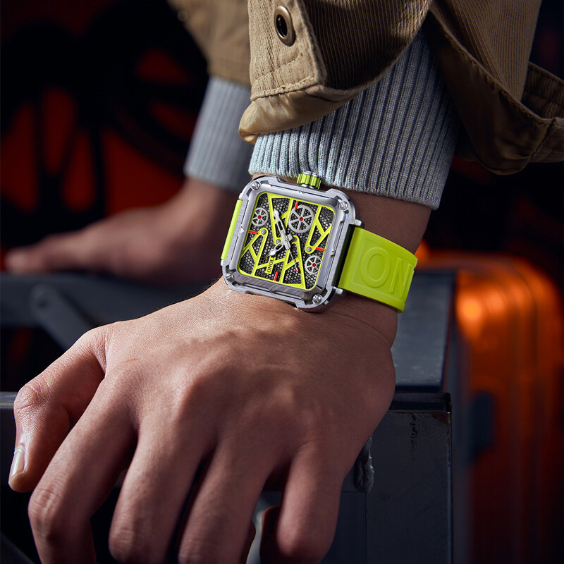นาฬิกาแฟชั่นผู้ชาย ONOLA กลวงอัตโนมัติเต็มรูปแบบนาฬิกาผู้ชายเทปซิลิโคนกันน้ำนาฬิกาข้อมือ