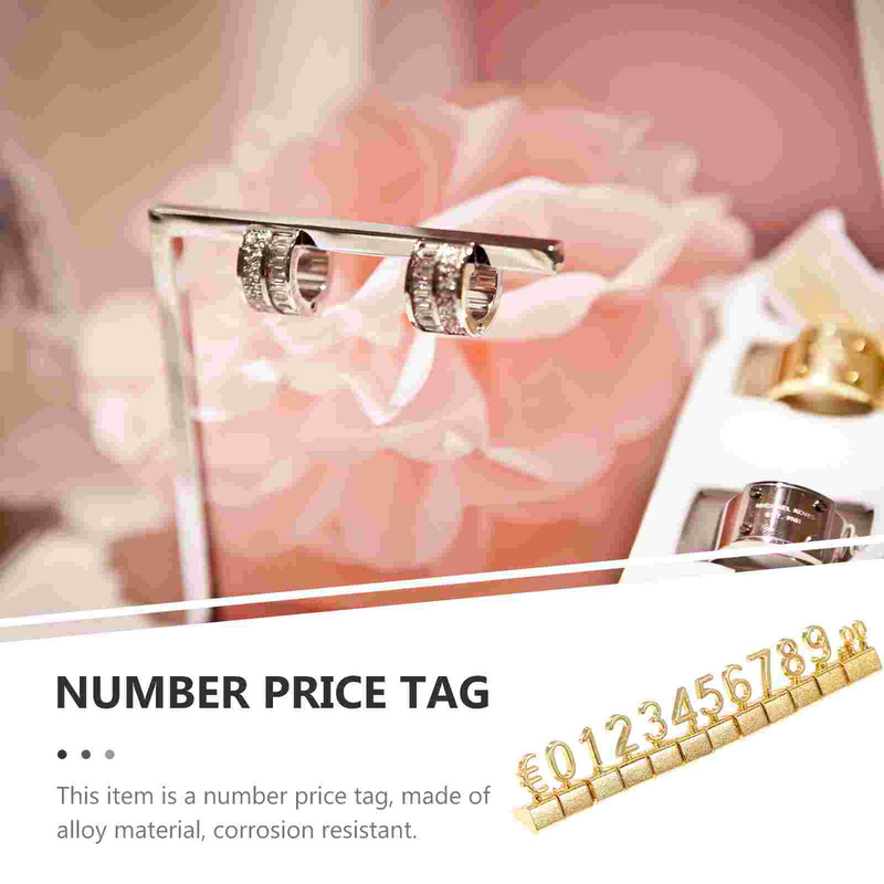 Label kubus nomor huruf Tag logam dudukan dapat diatur Label harga perhiasan toko ritel (Euro)