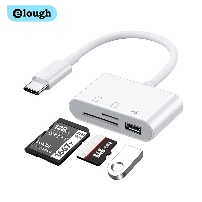Elough-타입 C 어댑터 TF CF SD 메모리 카드 리더 USB C 카드 어댑터, 맥북 화웨이 삼성 샤오미 OTG 라이터 컴팩트 플래시
