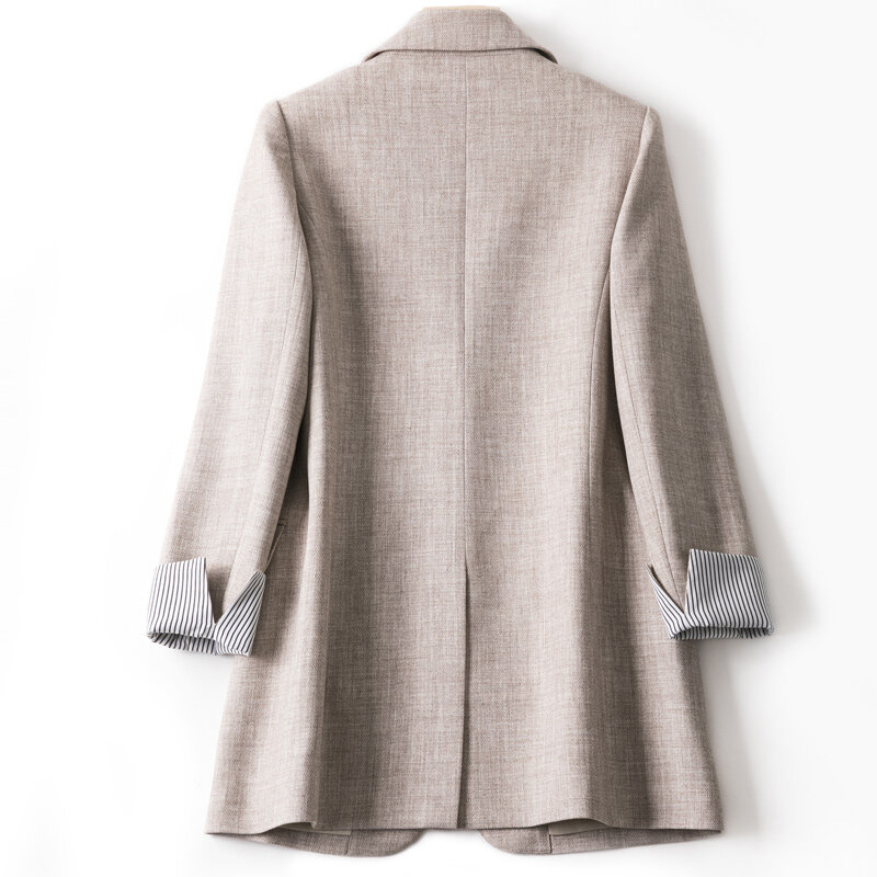 Blazer Kasual Musim Semi Lengan Panjang Wanita 20 "Setelan Kotak-kotak Bisnis Mode Baru Blazer Kantor Kerja Wanita Jaket Wanita Mantel