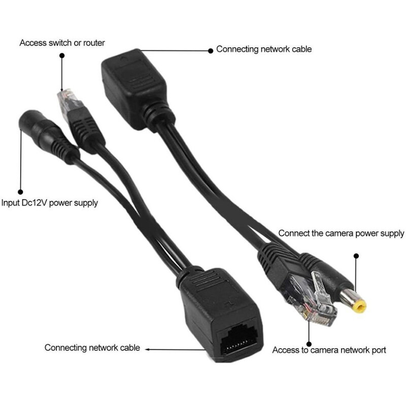 สายแปลง PoE สำหรับกล้อง IP สายสายเชื่อมต่อ RJ-45เครือข่าย DC 12V ตัวแยกไฟ USB kabel sambungan อินเทอร์เน็ต