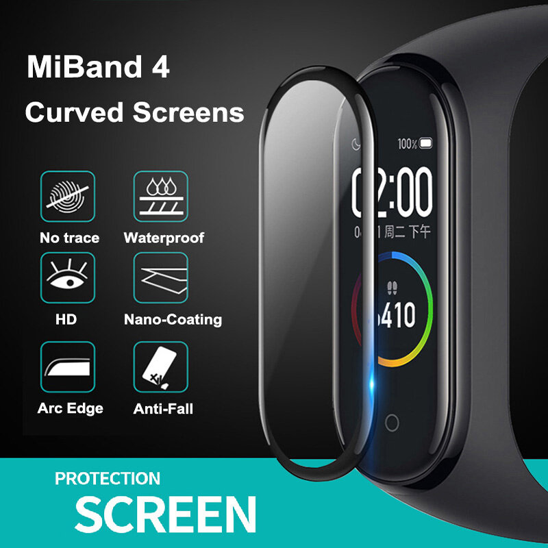 9D ฟิล์มกันรอยหน้าจอเต็มจอสำหรับ Xiaomi band 6 7 8สายฟิล์ม Mi band Smart Watch miband ป้องกันนุ่มกระจก Xiaomi band 4 5ฟิล์ม