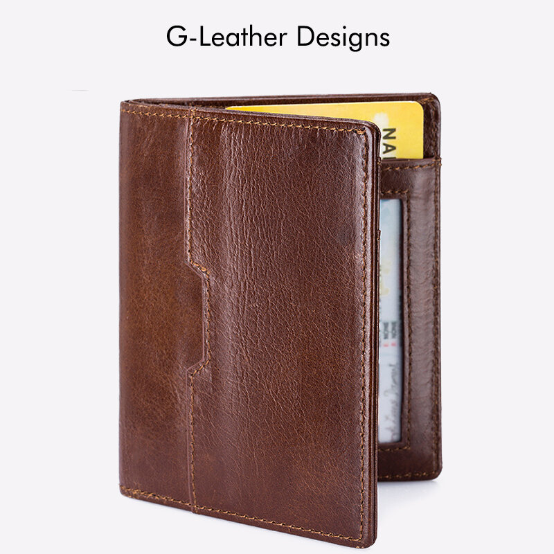 Dompet pendek pria kulit asli pemblokir RFID dompet lipat dua kulit lilin minyak dompet kartu kredit tas uang gaya Vintage