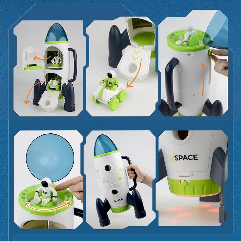 ألعاب صاروخ الفضاء الصوتي البصرية نموذج الفضاء سلاح الجو المكوك محطة الفضاء سلسلة الطيران لغز لعبة للأولاد لعبة سيارة هدية