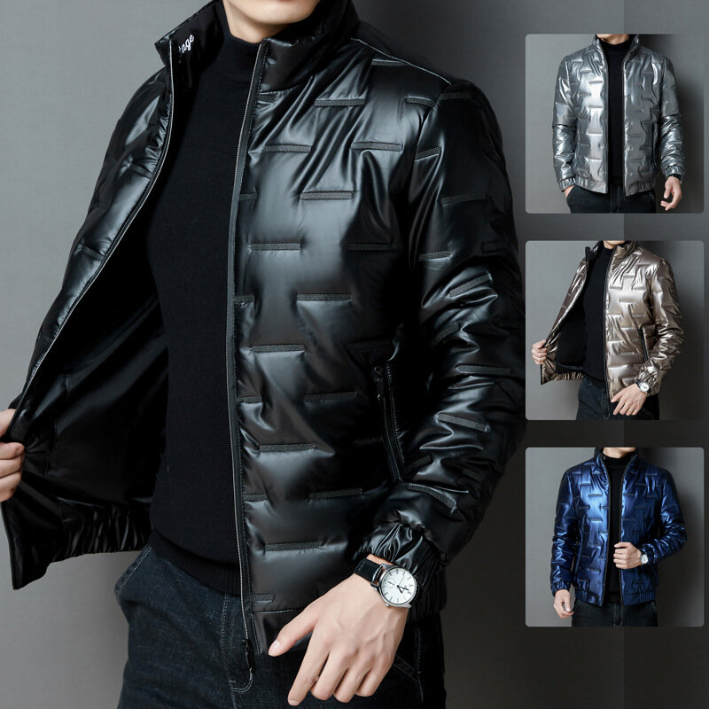 MRMT 2024 Brand New Men's Down Padded Jacket Reflective Shiny Casual Stand-Up Collar Men's Padded Jacket Jacket Padded Jacket