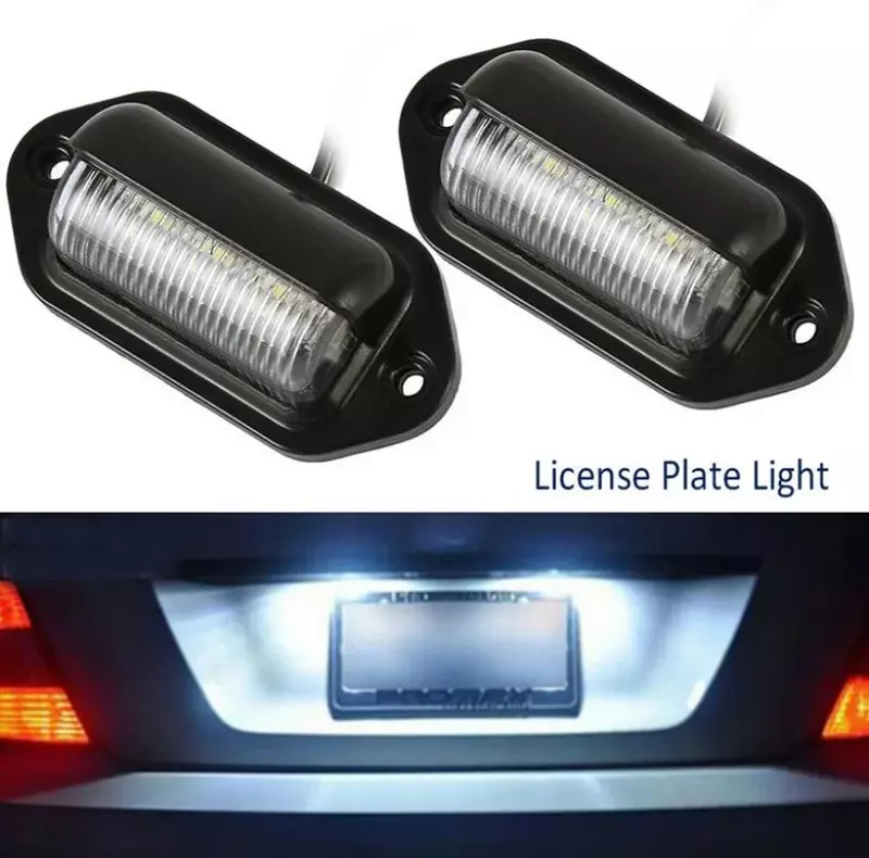 Luces LED impermeables para placa de matrícula de coche, 6 LED, 12-24V, Universal, camión, RV, remolque, cola, bombillas de lámpara lateral blanca