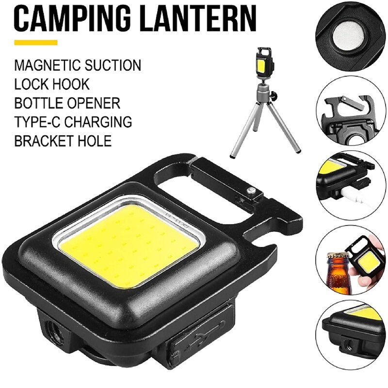 Lámpara COB portátil para exteriores, minilinterna para acampar, luz de trabajo magnética fuerte, luces de emergencia, novedad