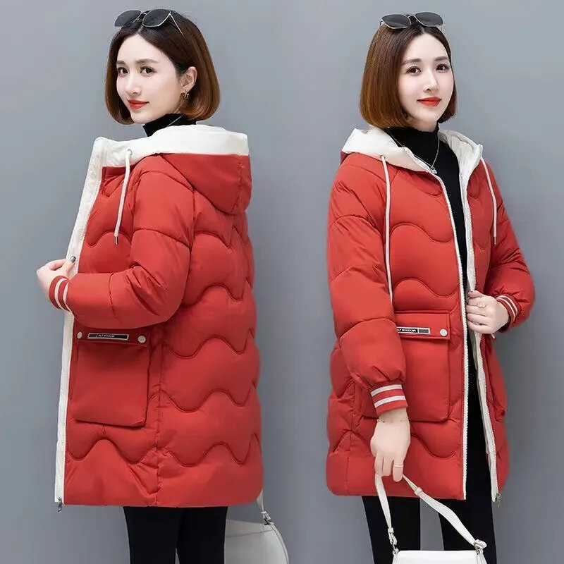 2023 neue Frauen Kapuze Parkas Wintermantel warme übergroße Baumwoll mäntel koreanische gepolsterte Stepp jacke Schnee Oberbekleidung weiblich