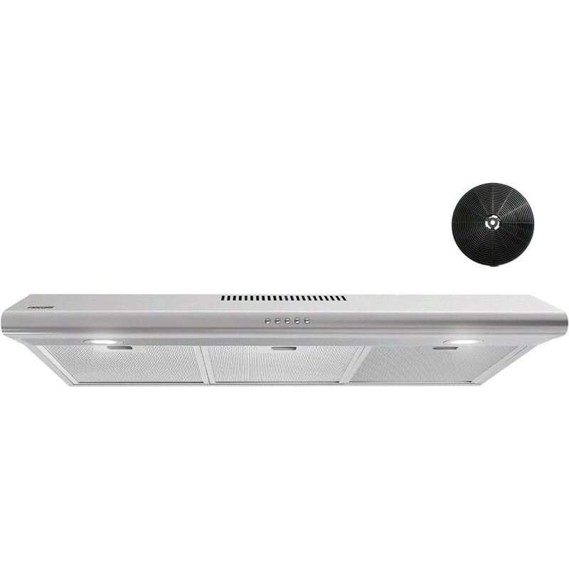 Under Cabinet Range Hood 36 inch with Ducted/Ductless Convertible, Slim Kitchen Stove Vent Hood, LED Light,
