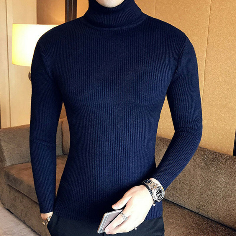 Brand Men Turtleneck Sweaters and Pullovers 2022 New Fashion Knitted Sweater Winter Men Pullover Homme Wool Casual Solid Clothes