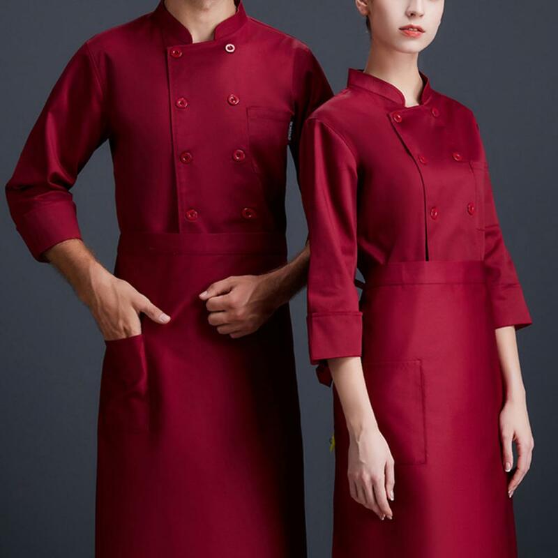 Giacca da cuoco alla moda lavabile uniforme da cuoco colletto alla coreana Unisex cucina per adulti cappotto da cuoco a prova di olio