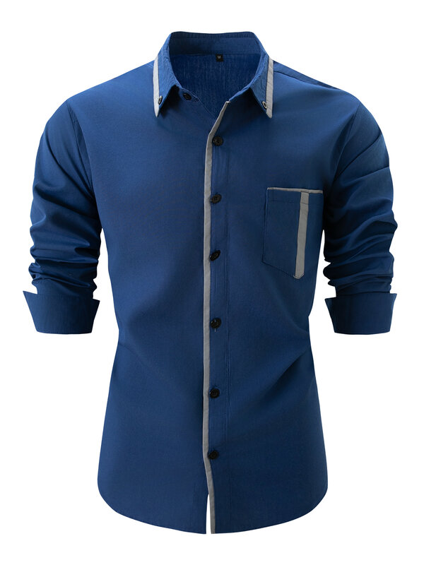 Chemise boutonnée à manches longues pour hommes, chemise décontractée, poche solide, document, nouveau, printemps, automne, vintage