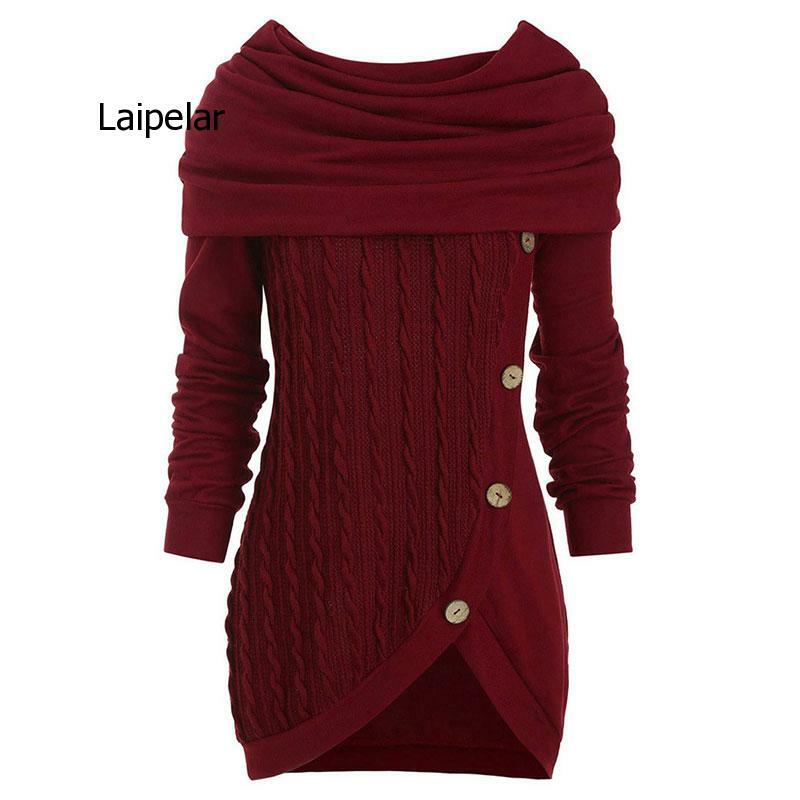 Women Spring Autumn Sweater Multiple Functional Winter Scarf Collar Knitted Patchwork Girls Sweaters Best Gift Plus Size