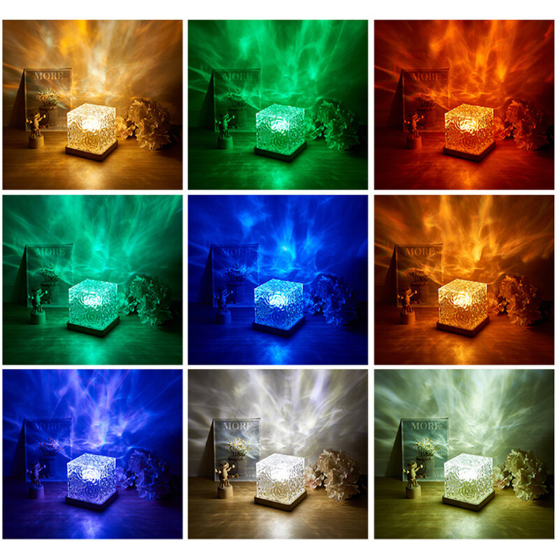 'Pc dynamisch rotierendes Wasser Welligkeit Nachtlicht, 16-Farben-Beleuchtung ästhetische Projektor lampe mit Fernbedienung funktion 3w Quadrat