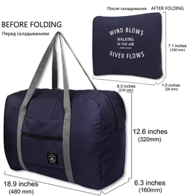2023 New Nylon Foldable Travel Bags Unisex Large Capacity Luggage Women WaterProof Handbags