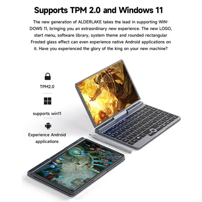 Greatium P8 laptop saku Mini layar sentuh Notebook Yoga 2 dalam 1 rotasi 360 Intel Alder N100 12GB DDR5 WiFi6 Netbook PC mikro