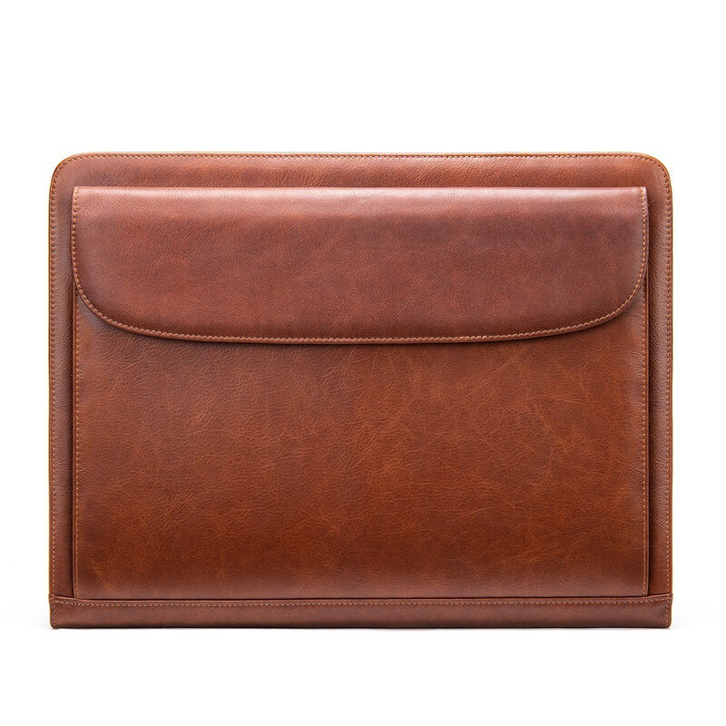 Men's Genuine Leather Business Large Capacity Handbag Envelope File Bag Cowhide Zipper Men's Bag