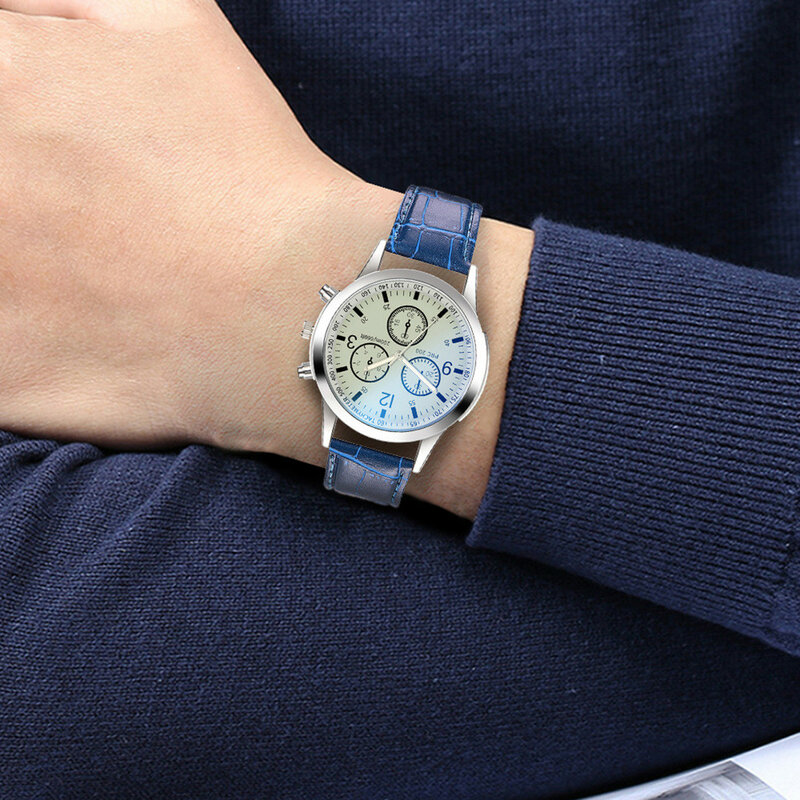 Reloj de cuarzo con diseño de cuero para Hombre, cronógrafo sencillo, informal, de alta calidad, 2024