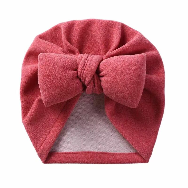 Baby Cashmere Hat Bowknot Solid Color Baby Girls Boys India Turban Knotbow Head Wraps Kids Bonnet Beanies Cap Newborn Headwear