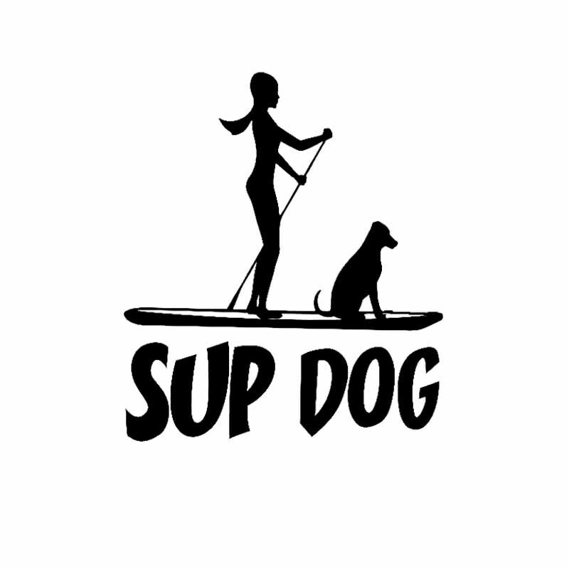 Adesivo per auto personalità Paddle surf cane adesivo in vinile paraurti per auto corpo lunotto decorativo decalcomanie impermeabili, 15cm * 13cm