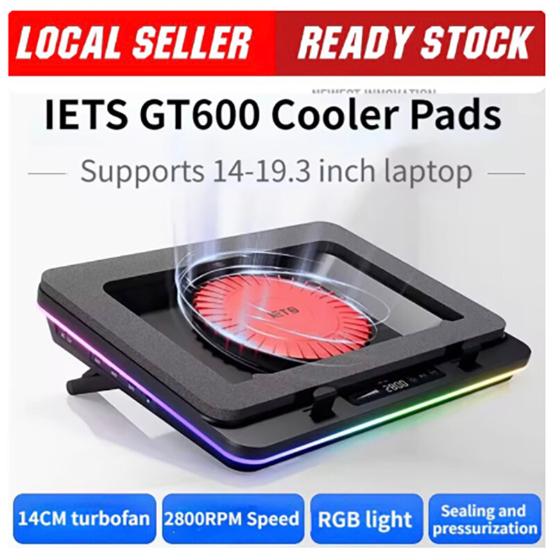 Iets GT600 RGB turbo ventilador de refrigeración, adecuado para portátiles de 14-19,3 pulgadas