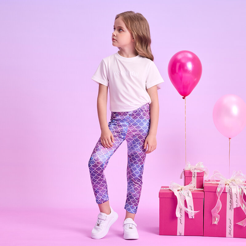 DXTON-mallas ajustadas de sirena para niñas, pantalones de lápiz para niñas de 3 a 12 años, 4 estaciones