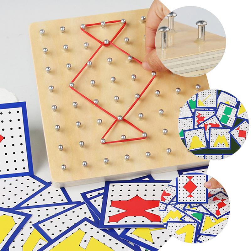 Di Toddler Toys Geometry Geoboard Puzzle Board Geometric Peg Board con pennarelli per bambini