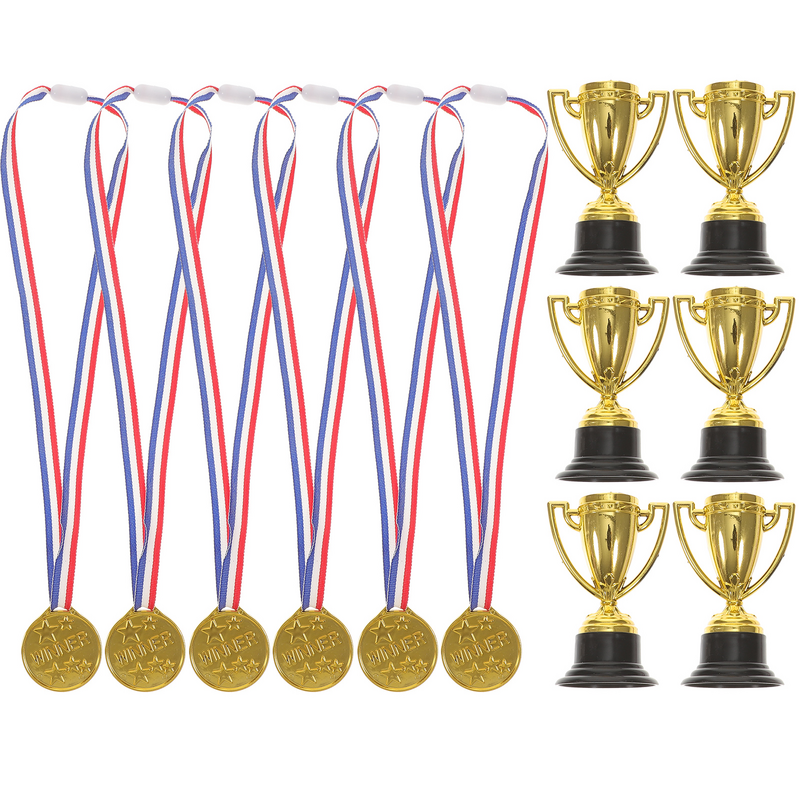 Gold Trophy Cup Set for Kids - Plastic Reward Awards for Winners School Competitions and Parties