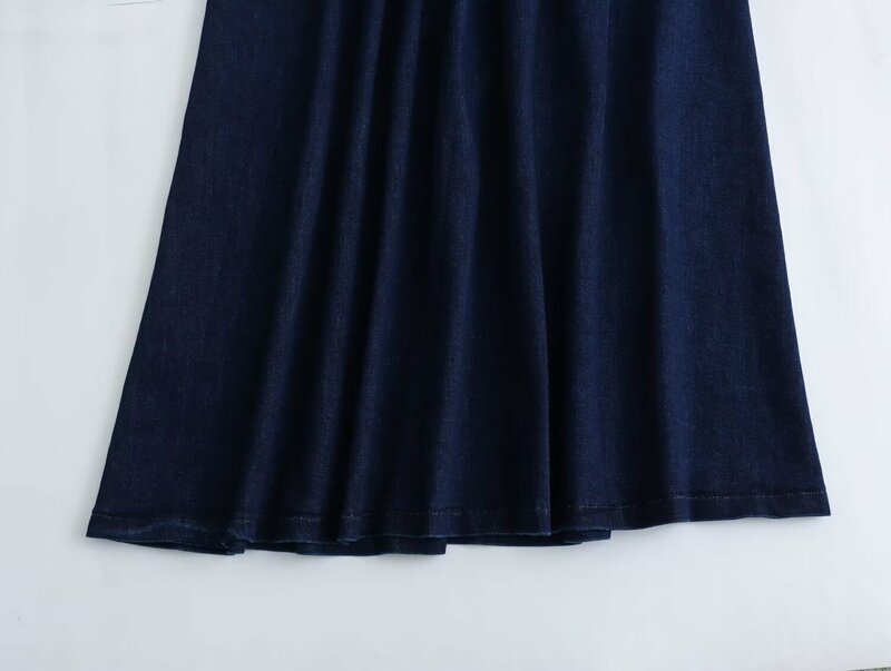 Damska sukienka 2024 New Chic Fashion Belt Accessories Denim Tube Top Midi Dress Retro Backless Side Zipper Women's Dress Vestidos