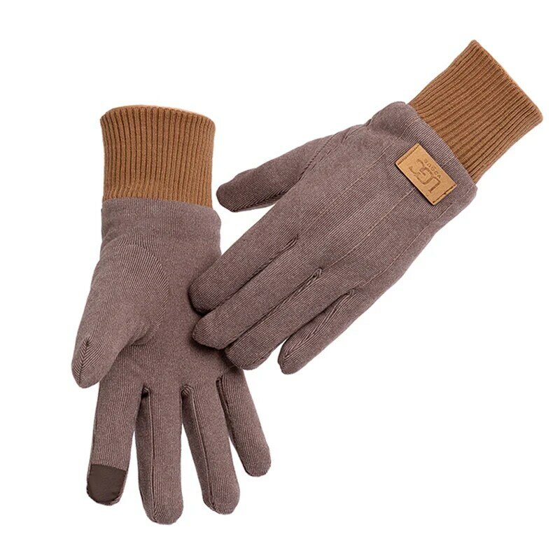 Winter Men's Warm Gloves Cloth Velvet Windproof Thickened Touch Screen Outdoor Driving Riding Motorcycle Male Mittens