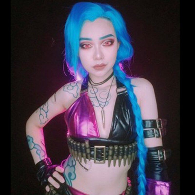 Gra Jinx tatuaż naklejki wodoodporne tymczasowe dorosłych Unisex Gothic Lolita rekwizyt Cosplay akcesoria