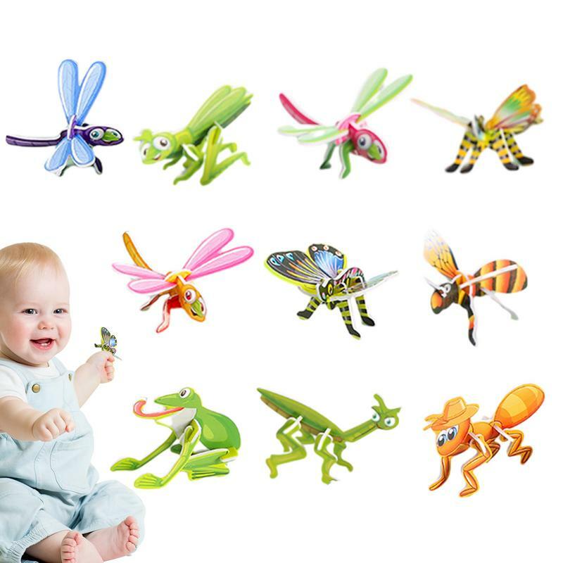 Puzzle hewan 3D untuk anak-anak, mainan teka-teki 3D, teka-teki asah otak, mainan aktivitas Stem, mainan edukasi