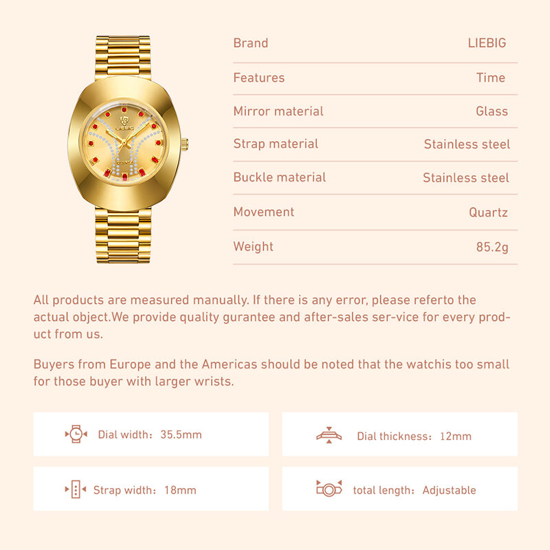 LIEBIG New Japan Quartz movement Wristwatch Clock Male Luxury Golden Full Steel Watches Men Casual 3Bar Waterproof Reloj Hombre