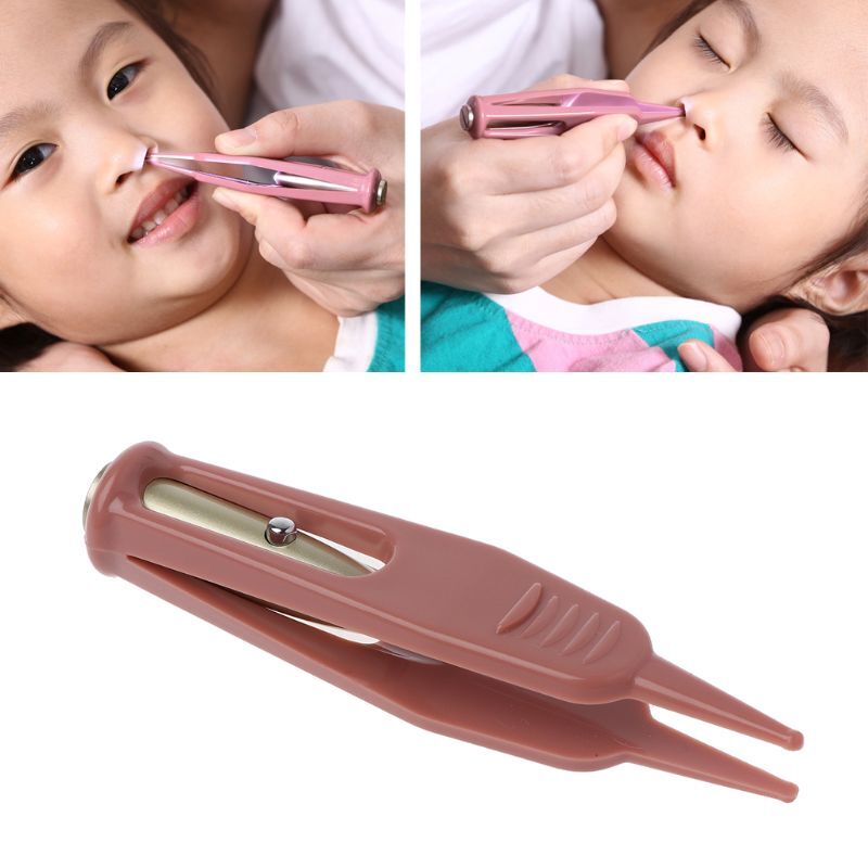 Clean Tweezer Baby Flashlight Dig Booger Clip Infants Clean Ear Nose Navel Visible Safety Tweezers Safe Forceps Cleaning