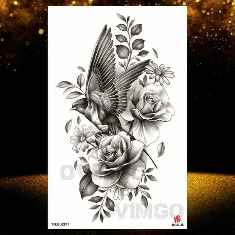 Хна Лотос временная татуировка для женщин поддельные ювелирные изделия цепочки черный цветок боди-арт абстрактная Татуировка наклейка переводная девушка татуировка