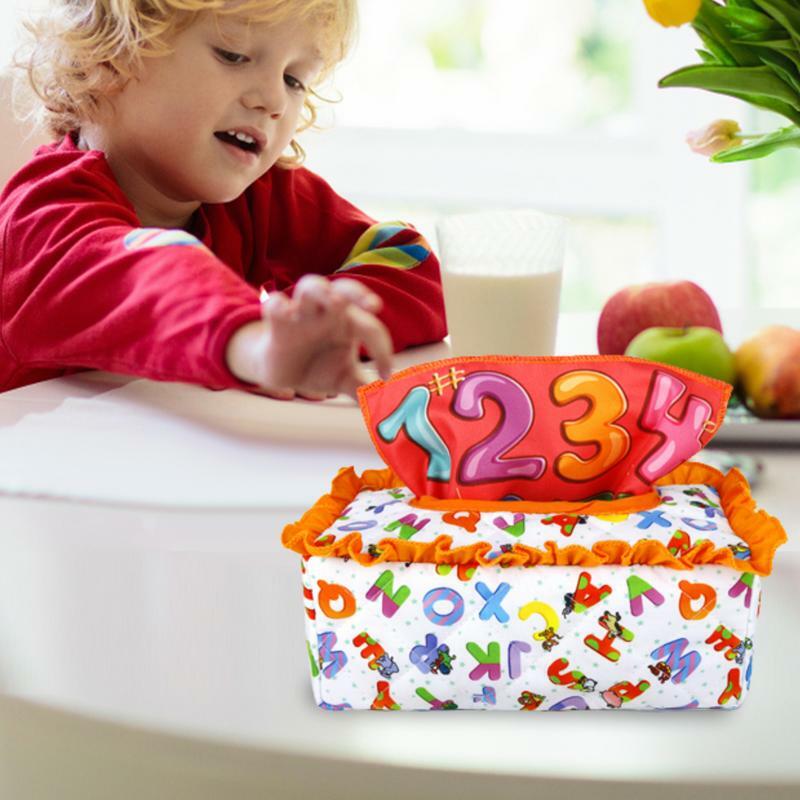 أفخم مونتيسوري لعب للأطفال 0-12 أشهر ماجيك طفل رضيع الطفل الأنسجة صندوق سحب على طول الأنشطة الملونة الأوشحة السحرية