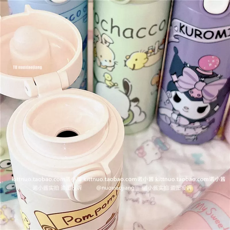 Neue Sanrio Cinna moroll Isolier becher Cartoon Kuromi Pochacco Edelstahl isolierte Wasser Tasse meine Melodie Pom Pom Purin