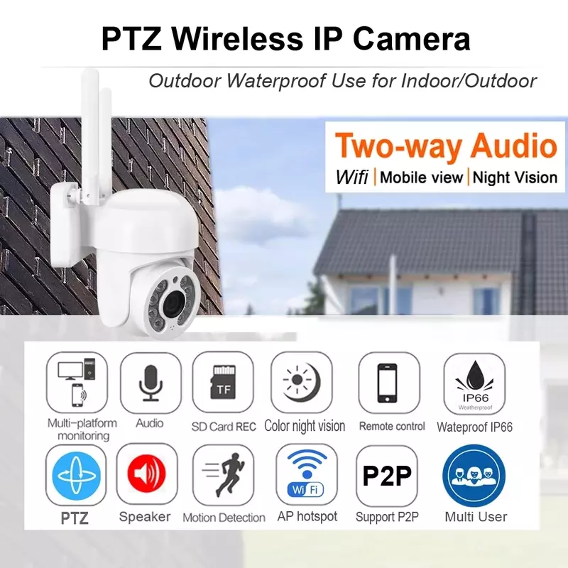 Cámara de vigilancia con WIFI para exteriores, videocámara de seguridad con seguimiento automático IA, CCTV, Audio nocturno, inalámbrica a todo Color, resistente al agua