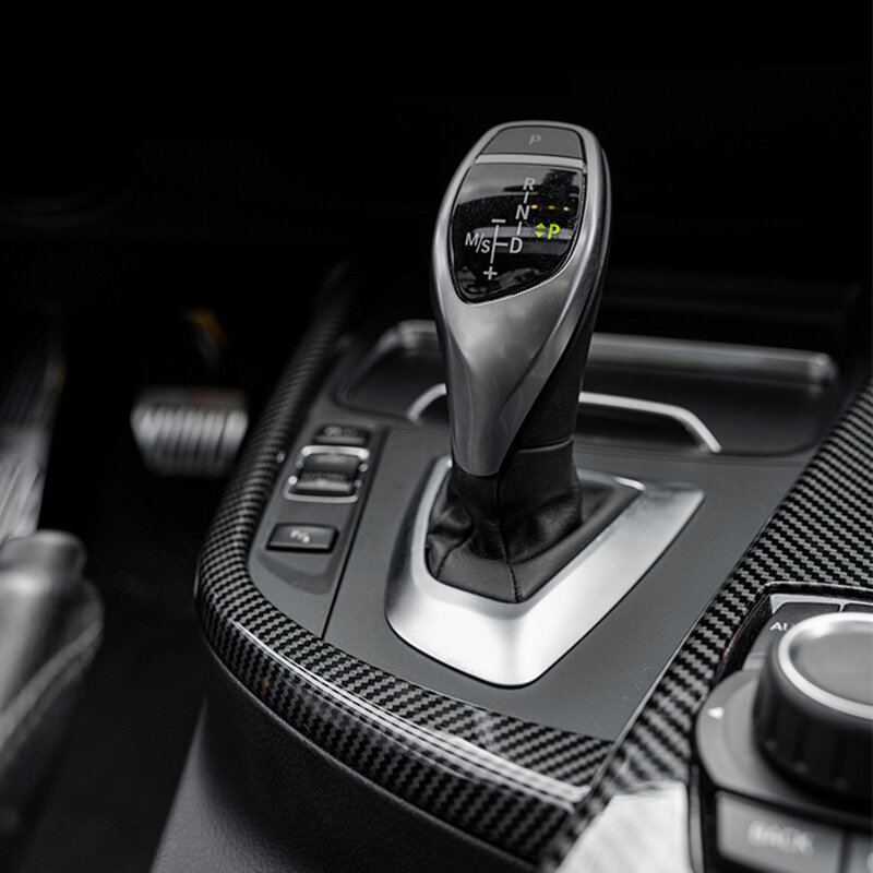 Untuk BMW 3 4 Seri F30 F31 F32 F36 3GT 320i Serat Karbon Konsol Pusat Mobil Panel Persneling Penutup Stiker Dekorasi Interior