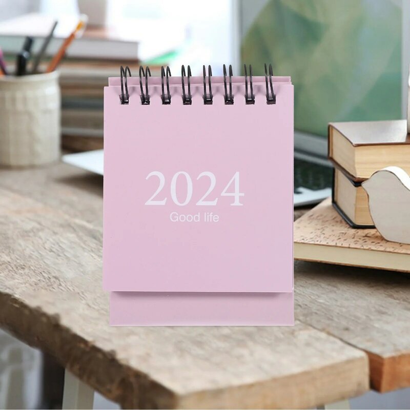 Miniatur kalender meja 2024 portabel, kalender meja Mini kalender gaya sederhana