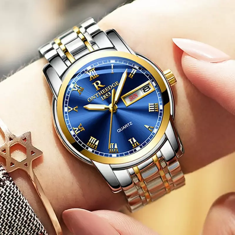 여성용 실버 골드 스테인레스 스틸 쿼츠 시계, 여성용 캐주얼 시계, 럭셔리 여성 시계, 패션