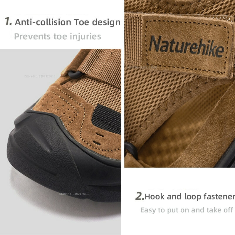 Naturehike Antypoślizgowe buty rzeczne męskie sandały z lekką oddychającą siateczką na zewnątrz amfibie odporne na zużycie buty wędkarskie