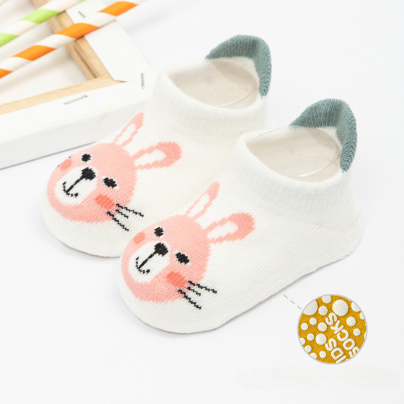Calcetines antideslizantes con estampado de dibujos animados para niños y niñas, calcetines bonitos con pegamento de puntos, a la moda