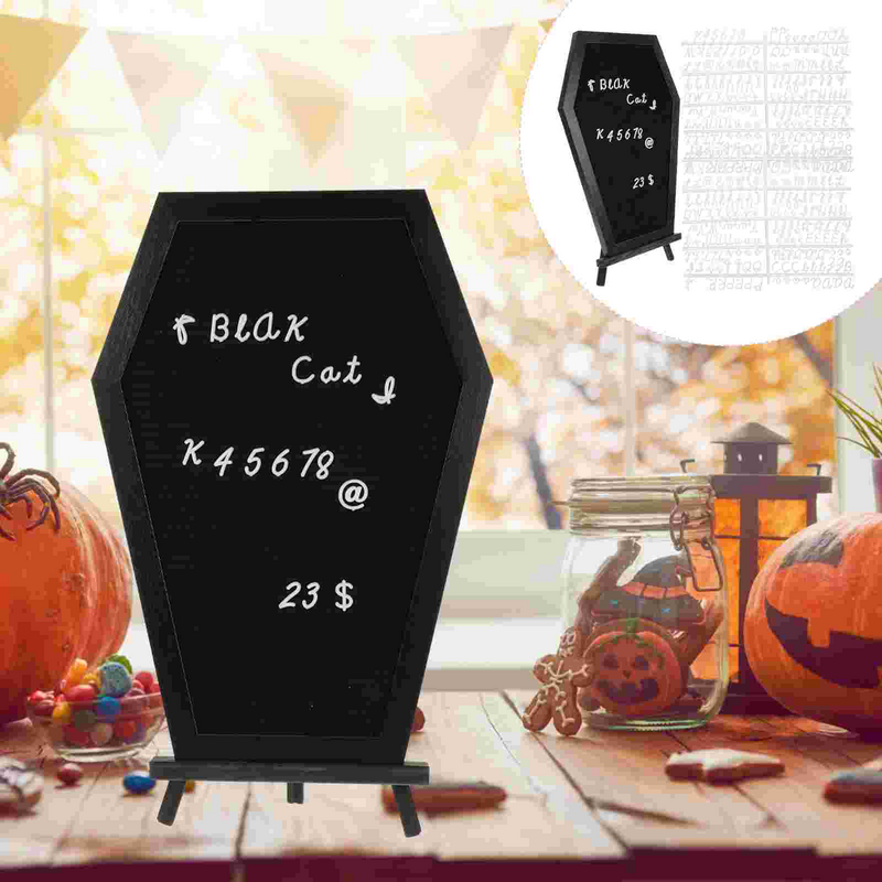 1 Set papan huruf bentuk peti mati papan Memo DIY papan huruf untuk Halloween