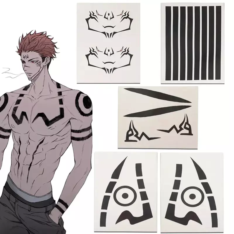 Impermeável Tatuagem Adesivo Prop, Acessórios Anime, Jujutsu Kaisen Cosplay, Ryomen Sukuna Itadori Yuji Inumaki Toge