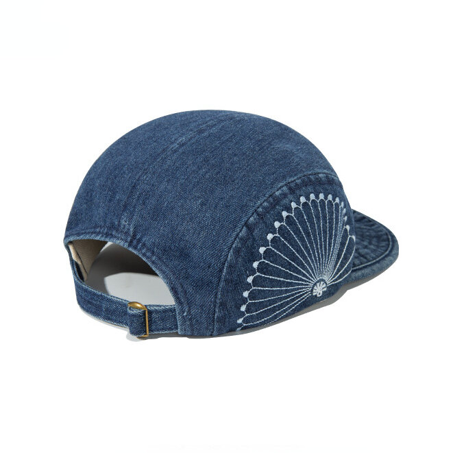 Gorra de béisbol de alta calidad para hombres, mujeres y niños, gorro bordado de crisantemo, Top suave, gorras de ala corta, teñido azul