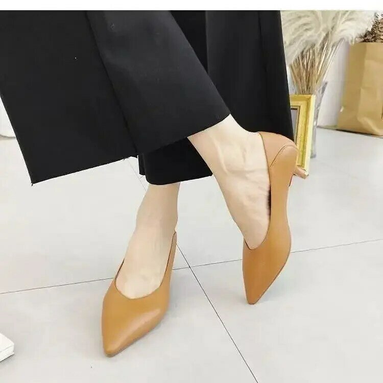 Wysokie obcasy damskie letnie buty dla kobiet ze spiczastym noskiem płaskie czółenka kobieta biuro buty outdoorowe buty Mary Jane Zapatos De Mujer