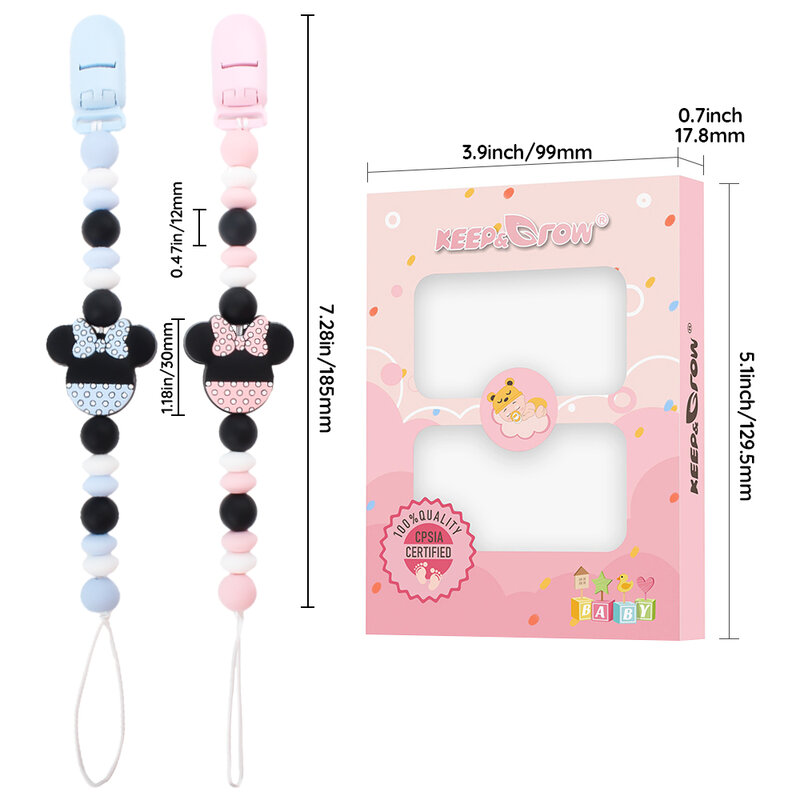 Cadena de silicona para chupete de bebé, soporte para pezones ficticios, sin BPA, juguete de dentición para bebés, accesorios bonitos, regalos