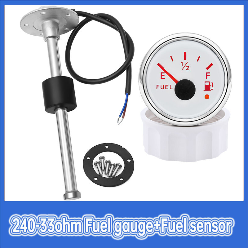 Indicador de nivel de combustible de 52mm + Sensor de nivel de combustible de 100MM-550MM, 240-33ohm, indicador de combustible Digital impermeable, retroiluminación roja para coche, barco, marino