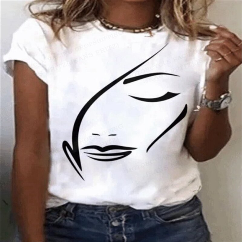 여성용 반팔 티셔츠, 3D 인쇄, 패션